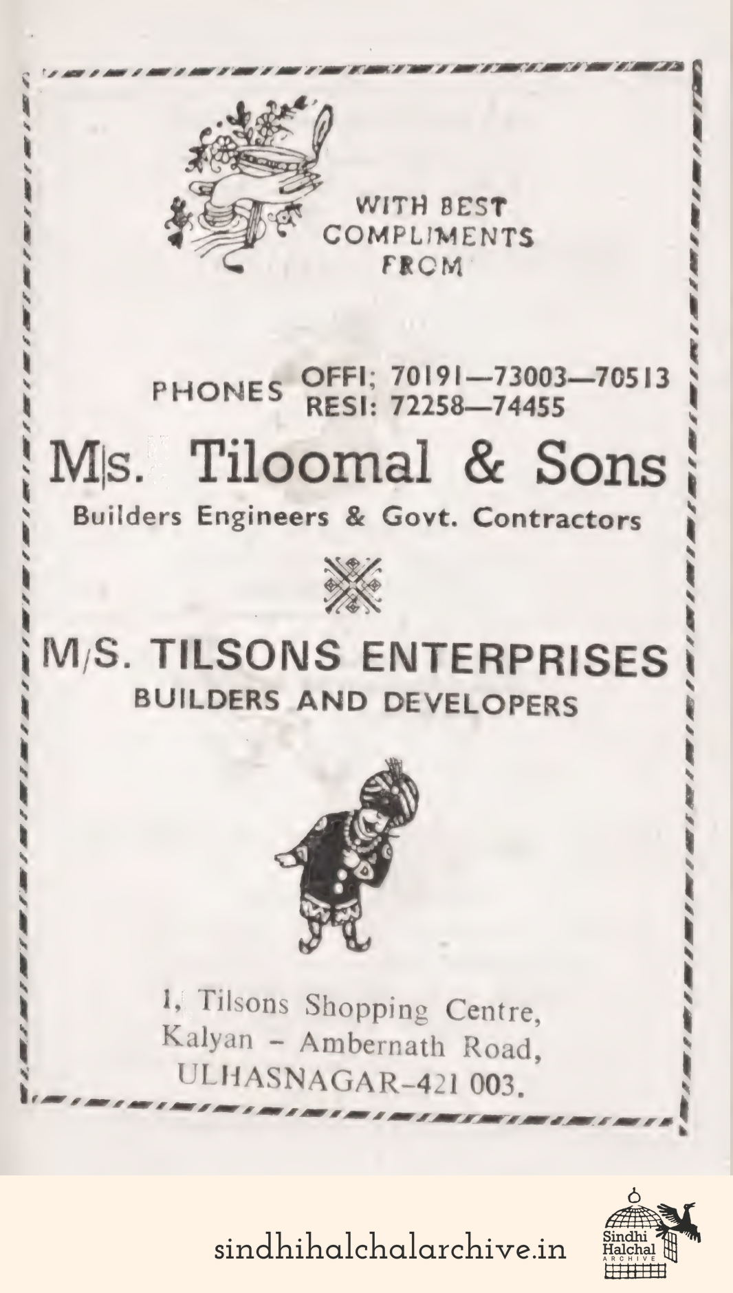 Image of AD Ms. Tiloomal & Sons